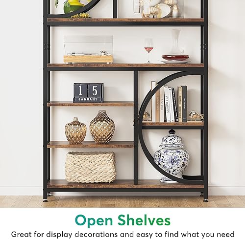 Miniatura 6 de Tribesigns Estantería industrial Etagere de 8 niveles, estantería de libros de 77 pulgadas de alto, estantería abierta de aspecto de madera con