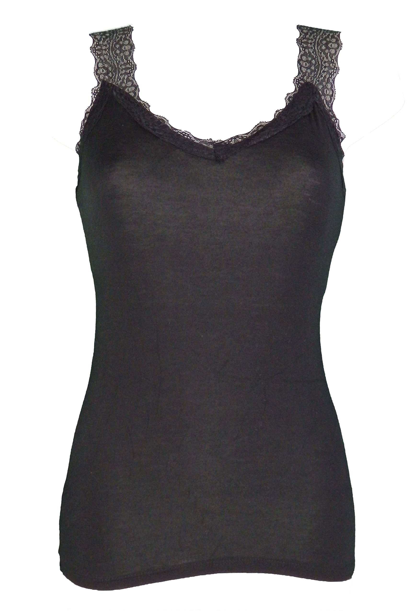 Miss Rouge Top, camiseta de tirantes de encaje Negro Talla única