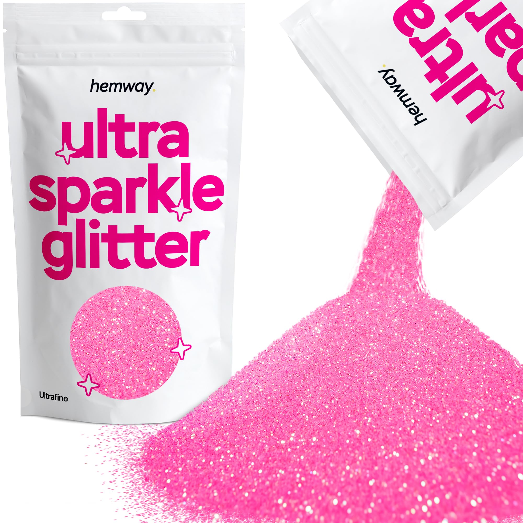 Hemway Ultra Sparkle Glitter Baby Pink Iridescent 100g Fine | Glitter for Arts & Craft, Makeup, Nail Art, Crafting, Card Making, Sparkle Decoration — view 202