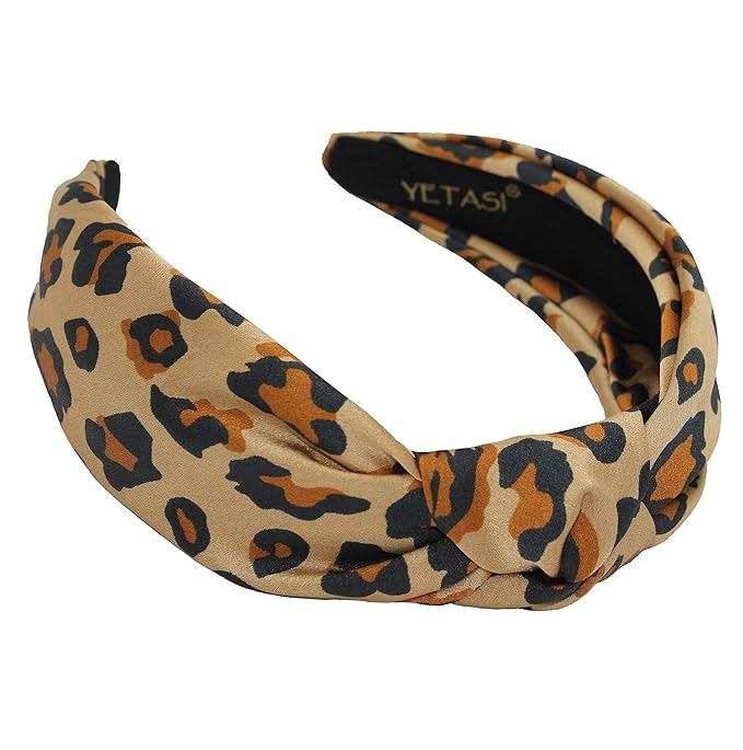 Amazon.com : YETASI Brown Satin Cheetah Knotted Headband for Women is ...