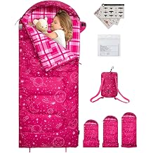 KingCamp 45F Kids Sleeping Bag, Lightweight Waterproof & Compact Flannel Sleeping Bags Cold Weather & Warm Youth Essentials Gear Accessories for Camping, Fits 10-12 Children up to 47"-55" Tall