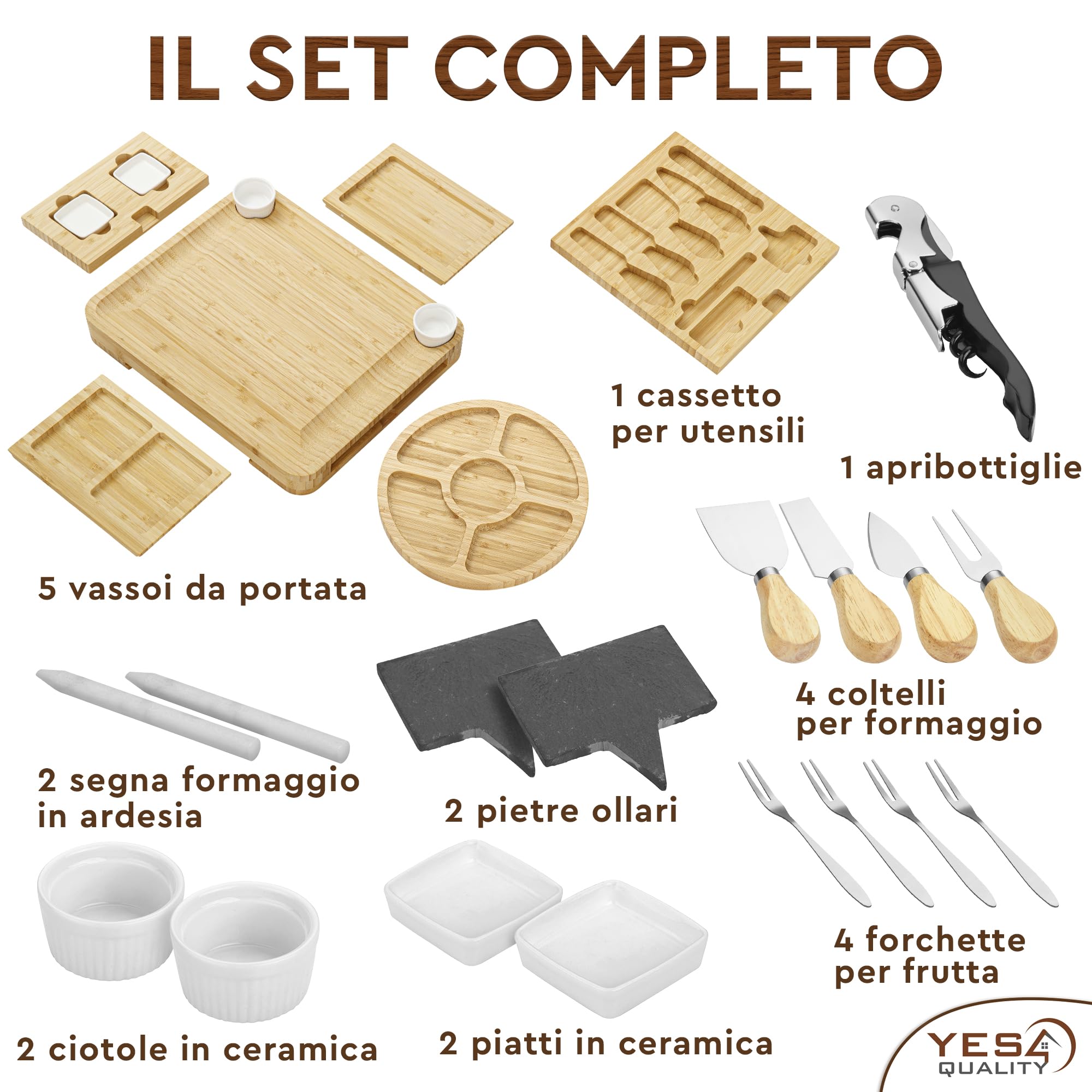 Set regalo tagliere di salumi di lusso, 23 pezzi, bambù, grande tagliere per formaggi e piatto di frutta per la festa del Ringraziamento o regalo di compleanno