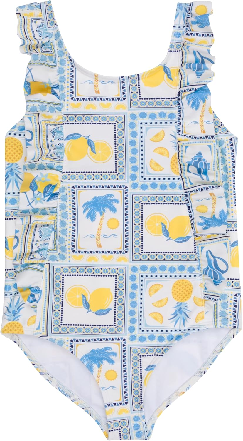 SwimZip Girls' Ruffle One-Piece Swimsuit with UPF 50+ Sun Protection