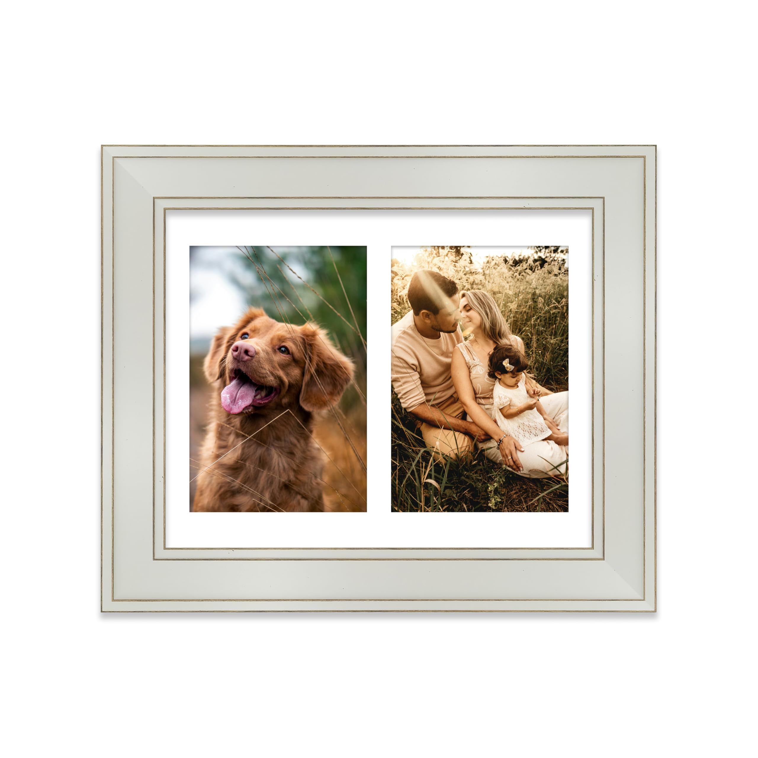 Multi Aperture Picture Frame - Holds 2 x 6x4 Photos - Light Grey, 10x8 - Wall or Tabletop Display, Portrait or Landscape Orientation, Photo Frame for Home Décor or Gifts