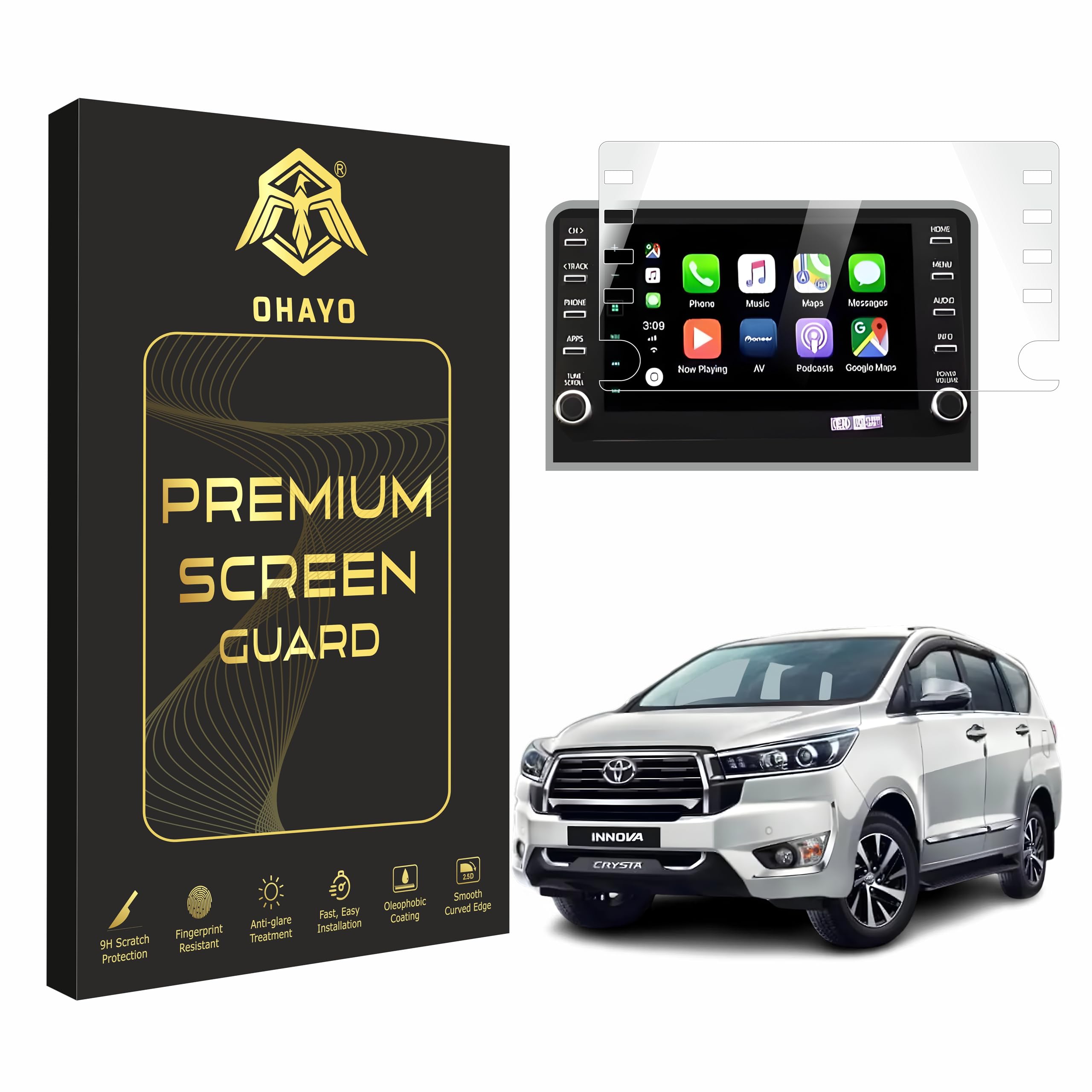 OHAYO Touchscreen Protector for Toyota Innova Crysta 2023 Facelift (GX/V-X/ZX) | 8-Inch Infotainment Display Screen Guard | HD Clear | Smooth Touch | Easy Install Car Accessory-image-22