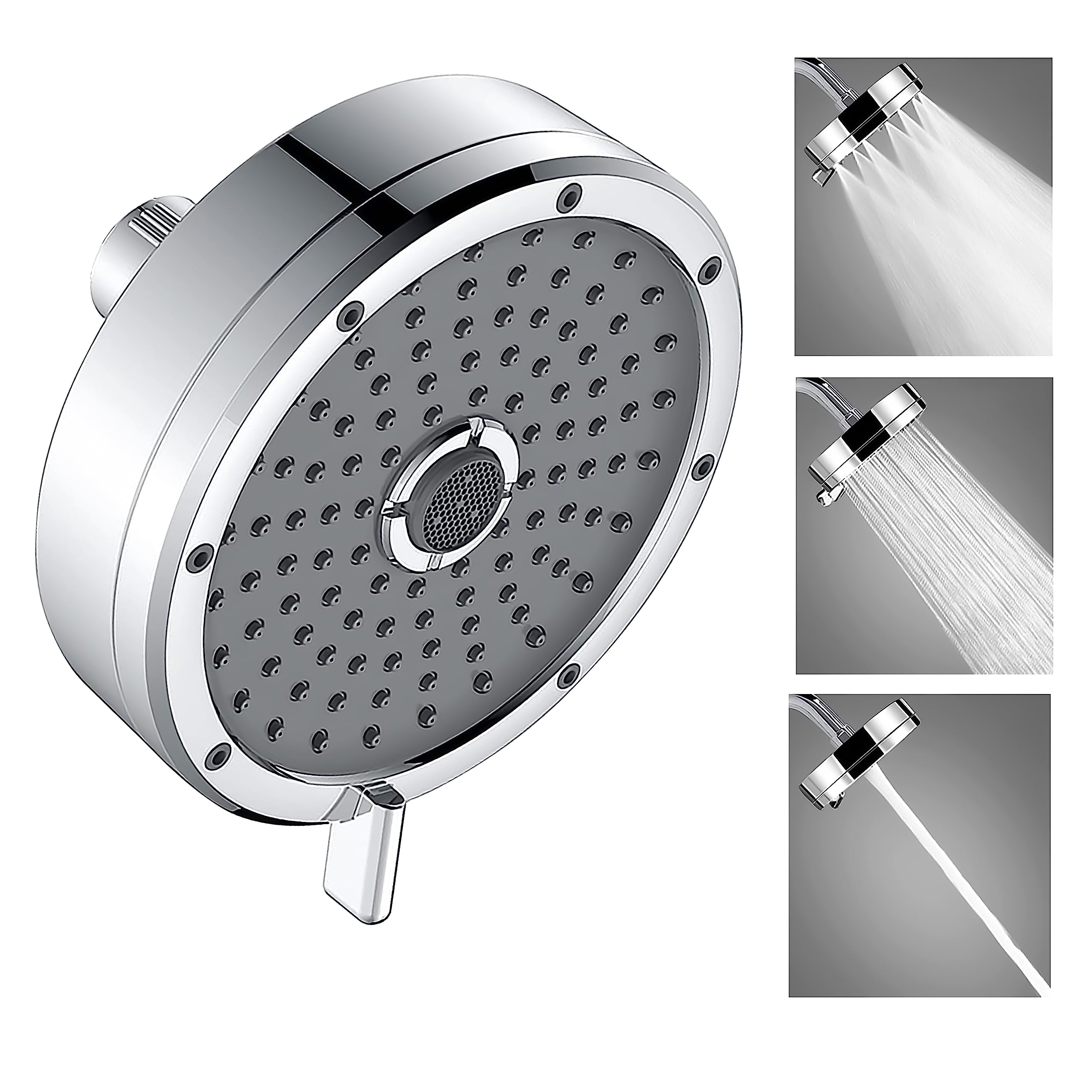 RESPITE Wondra 12 Cm 3-Spray Multifunction Overhead Shower with Arm, Rain Mode, Mist And Jet Combination Sprays (Wall-Mount, Polished Chrome Finish)