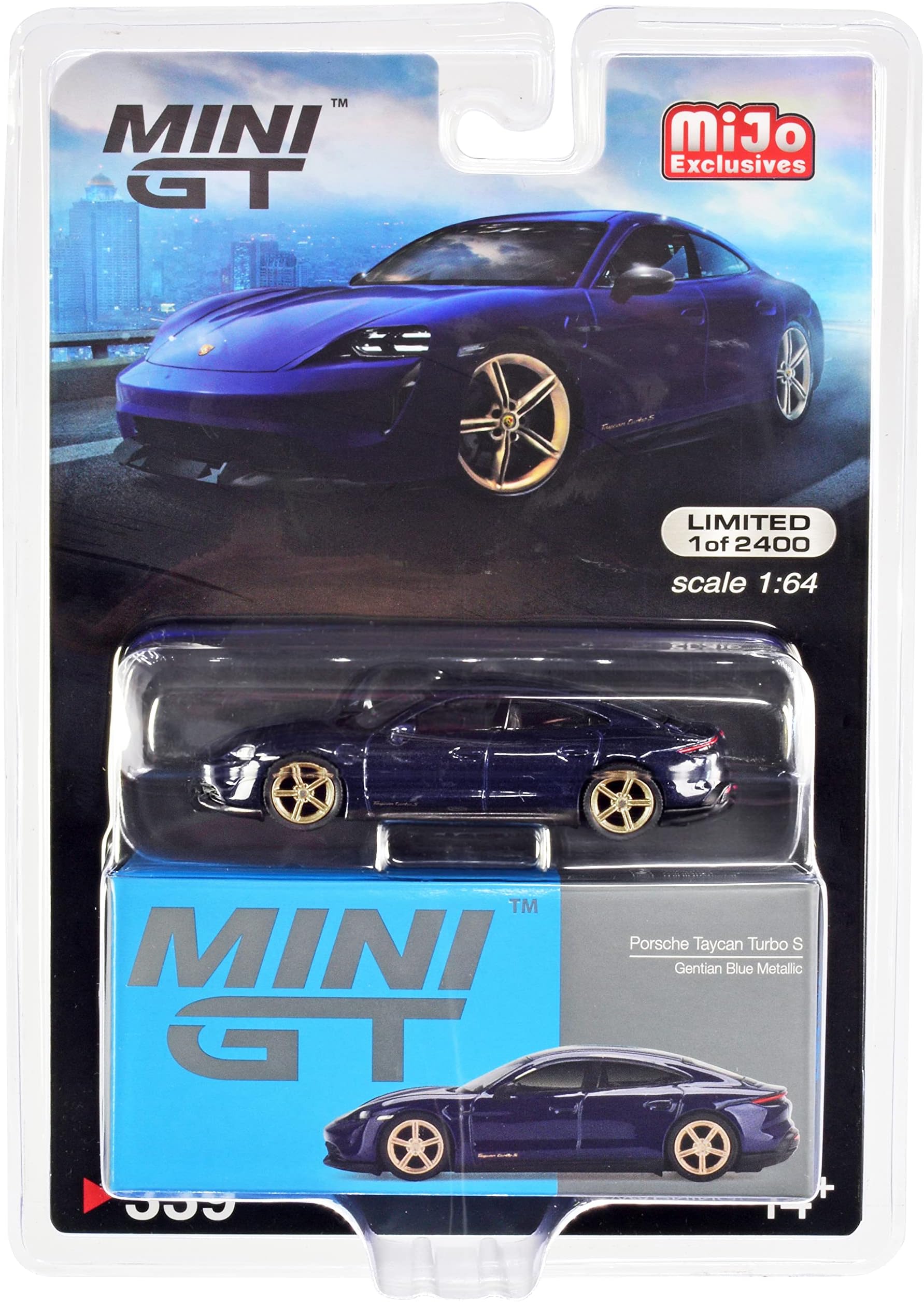 Truescale Miniatures Taycan Turbo S Gentian Blue Metallic Edition to 2400 Pieces Worldwide 1/64 Diecast Model Car by True Scale Miniatures MGT00339