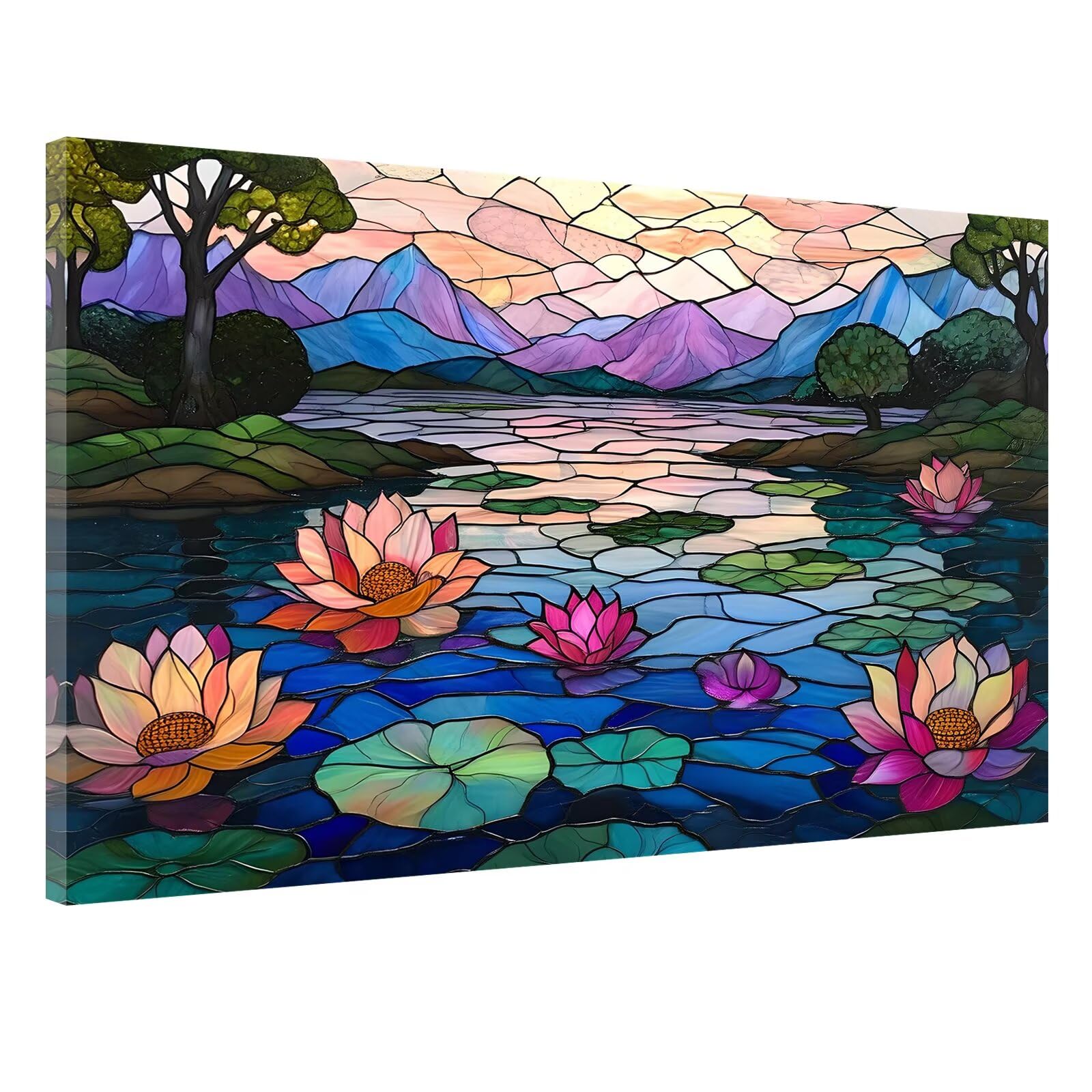 Dipingere con i Numeri Adulti Telaio 80x100cm Tela, Loto Dipingere con i Numeri Stagno Motivo, Kit di Pittura Acrilica Fai-da-Te per Bambini Principianti, Oggetti Decorativi per la Casa,Model-907