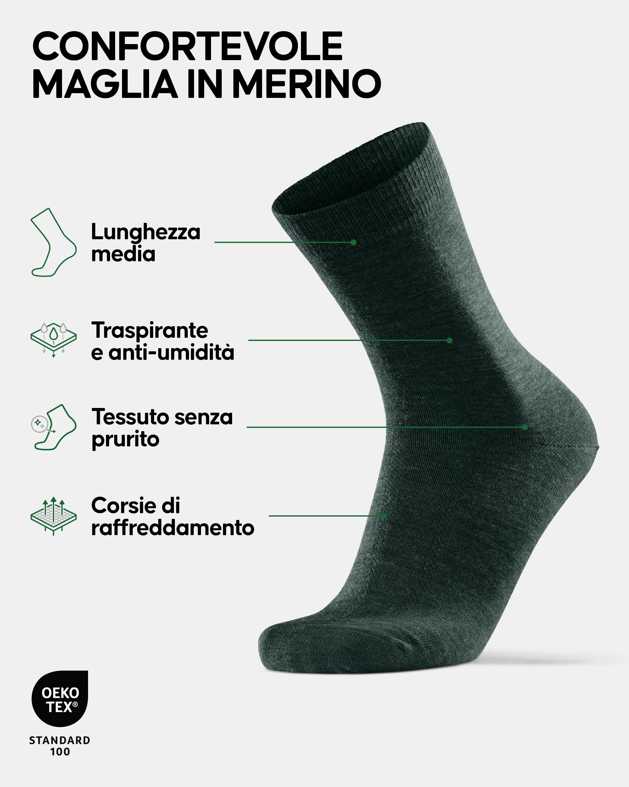 DANISH ENDURANCE Calze in Lana Merino, Calzini Classici Traspiranti, da Uomo e Donna, 3 o 5 Paia