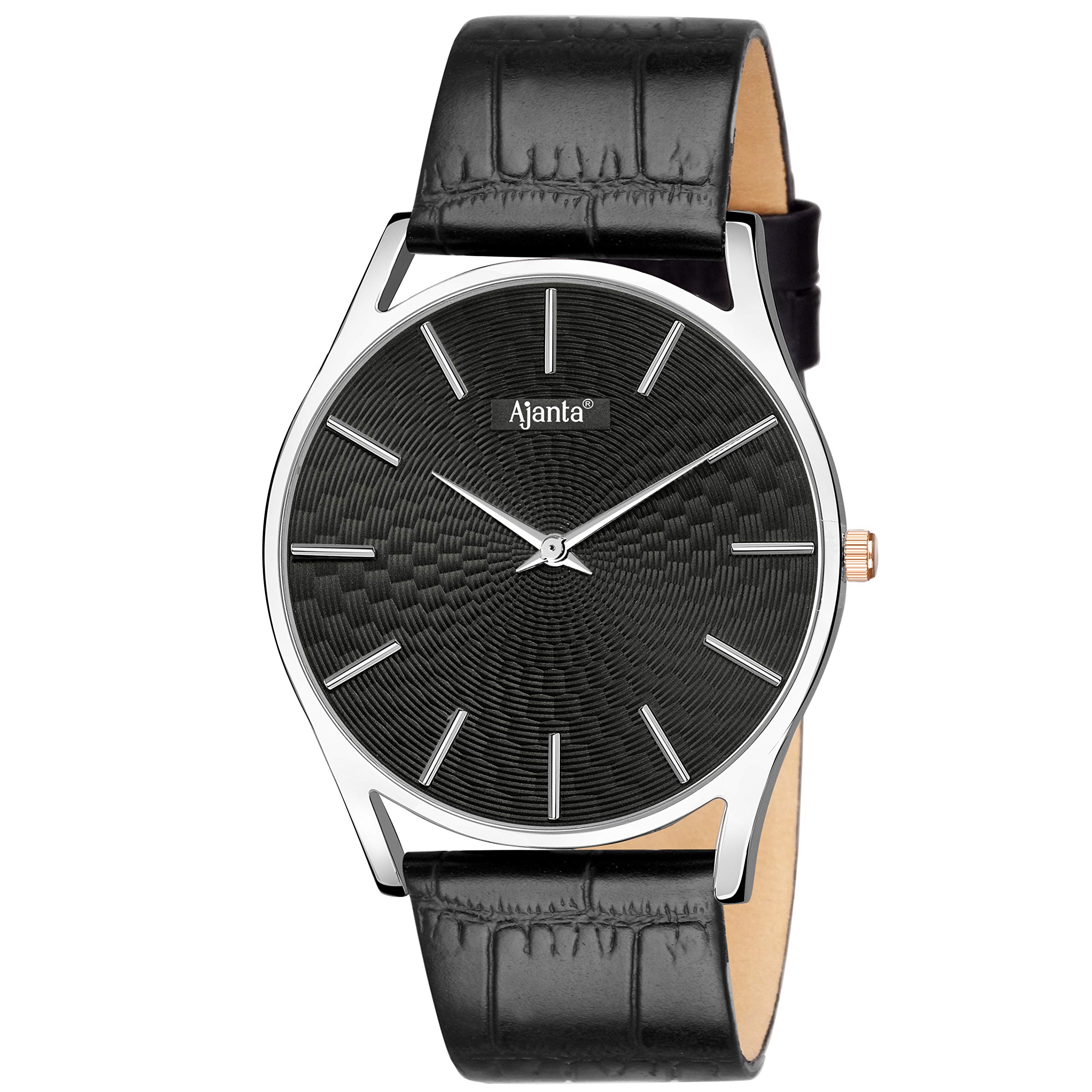 Ajantas Black Dial Slim Black Leather Belt Waterproof Wristwatches for Men AWC102-5-BLS-SL-BL (B07RVLM3YB) Amazon Price History, Amazon Price Tracker