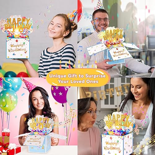 Miniatura 4 de Tnvee Tarjetas de cumpleaños número 18 con luces, música y velas, tarjetas de felicitación de feliz cumpleaños emergentes en 3D para niñas y amigos
