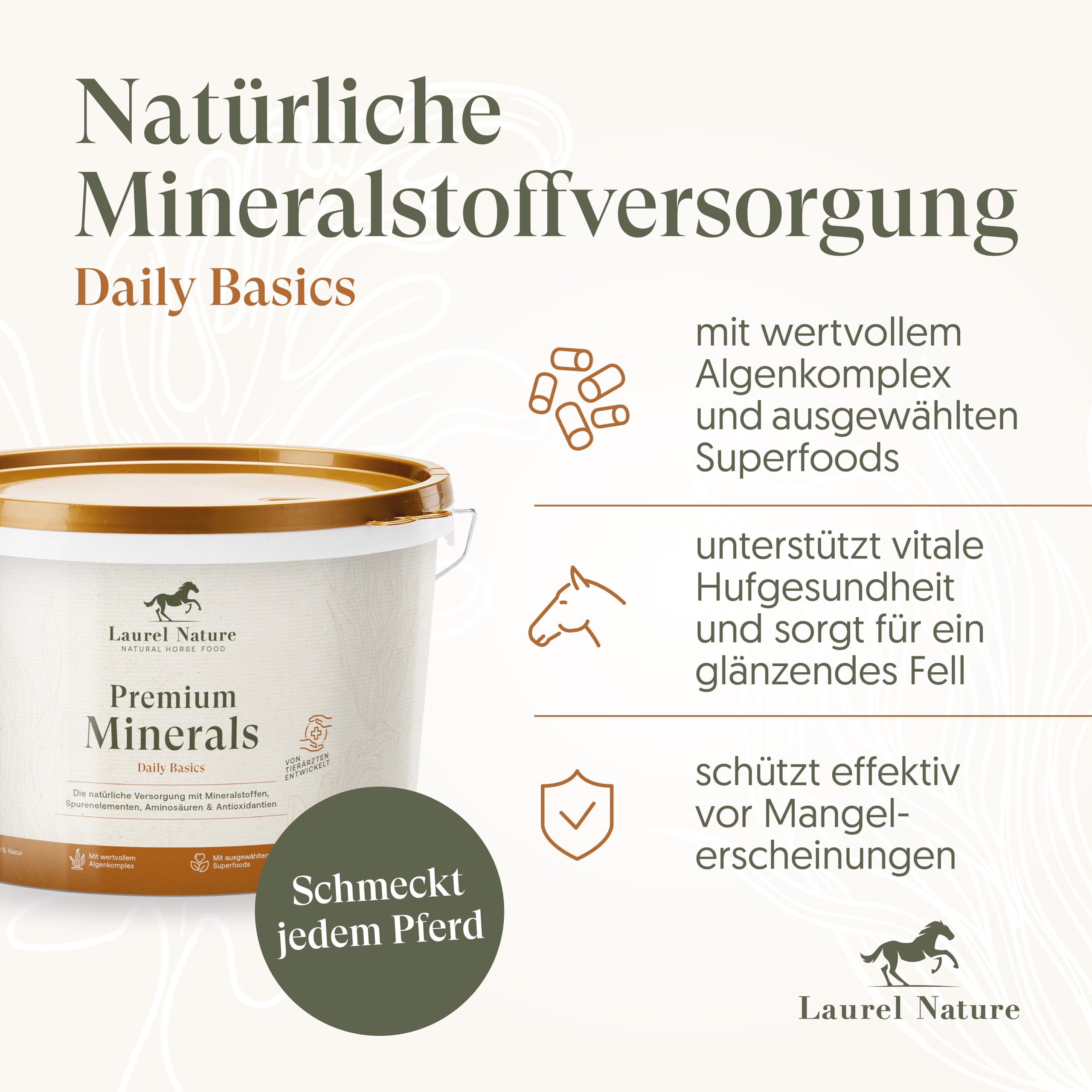 Premium Minerals Mineralfutter Pferde 3kg [100% Natur] Getreide und Melassefrei, Leckerli Pferd, Pferde Zubehör, Biotin Zink Selen (3kg)
