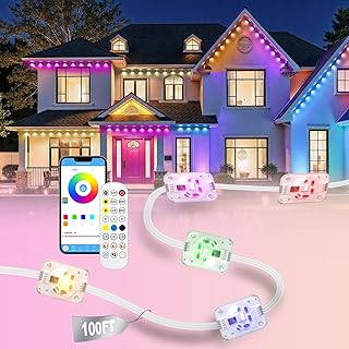 100ft Permanent Outdoor Lights for House, Christmas Lights Outdoor, RGB+IC IP67 Waterproof Smart LED Lights with App/Remote Control for Christmas, Thanksgiving, Halloween, Holiday Decor, Daily, Party
