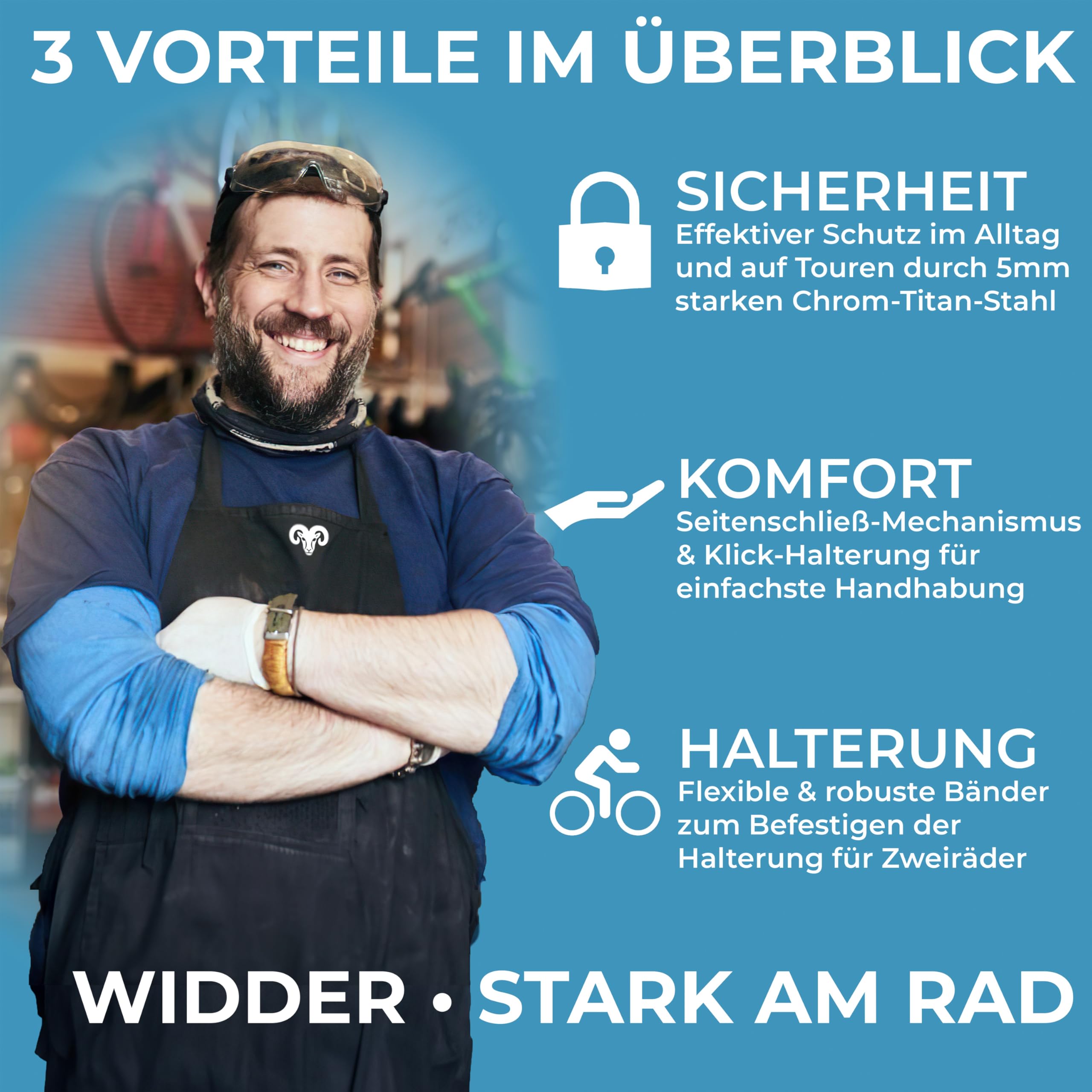 Widder Extrem sicheres Faltschloss Fahrrad [Titan-Stahl Level 15] - Fahrradschloss hohe Sicherheit 99cm lang mit Schlüssel [3x] & Halterung - Gliederschloss als E Bike Lock Scooter Schloss & Fahrrad