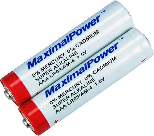 MaximalPower Paquete de 2 pilas súper alcalinas LR03 / AM-4 AAA de 1.5 V - 140 minutos