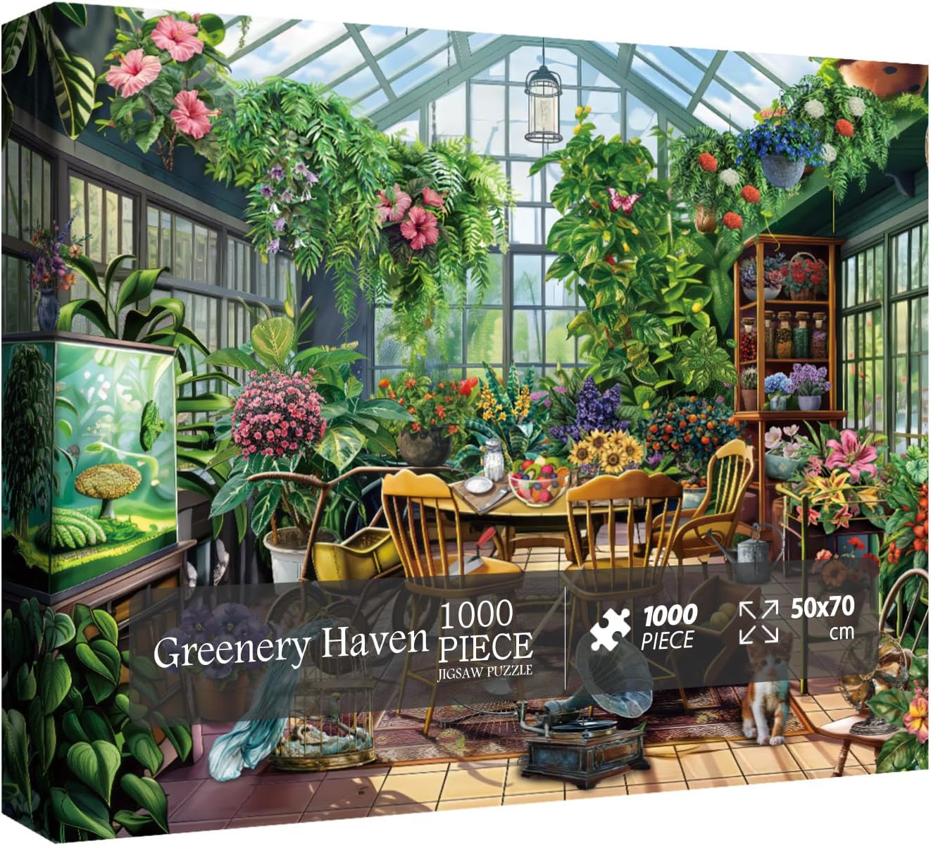 Flower Plant Garden Puzzle 1000 Pieces for Adults, Spring Greenhouse Jigsaw Puzzle Botanical, Colorful Floral Puzzle