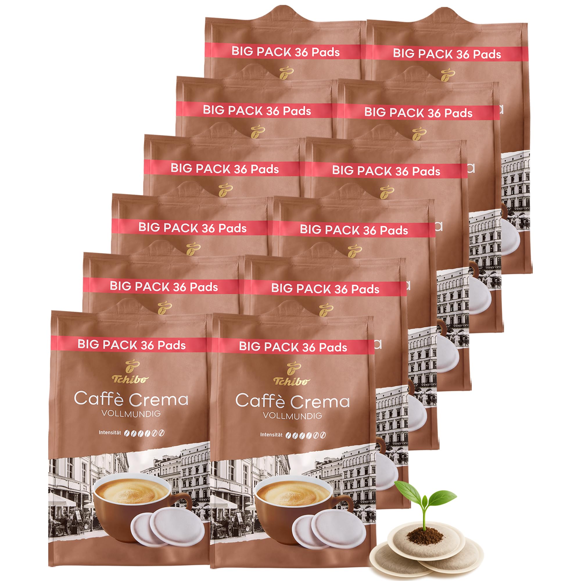 Tchibo Paquete de 432 cápsulas de café Maxipack, crema con cuerpo, 12 x 36 cápsulas (café, equilibrado y con cuerpo), sostenible, adecuado para máquinas Senseo