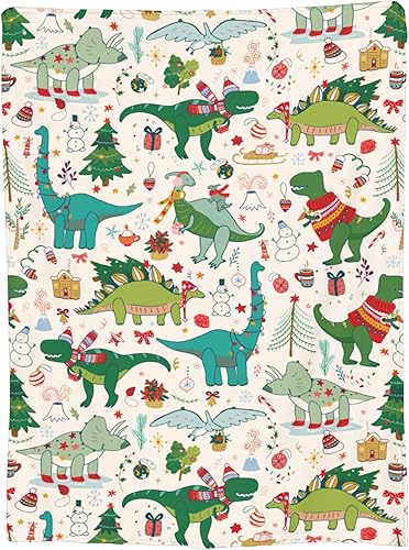 Miniatura 2 de Eitqtbea Bonita manta de dinosaurio de Navidad para niños, manta de franela ligera, regalos para niños, niñas y adultos, 50 x 40 pulgadas