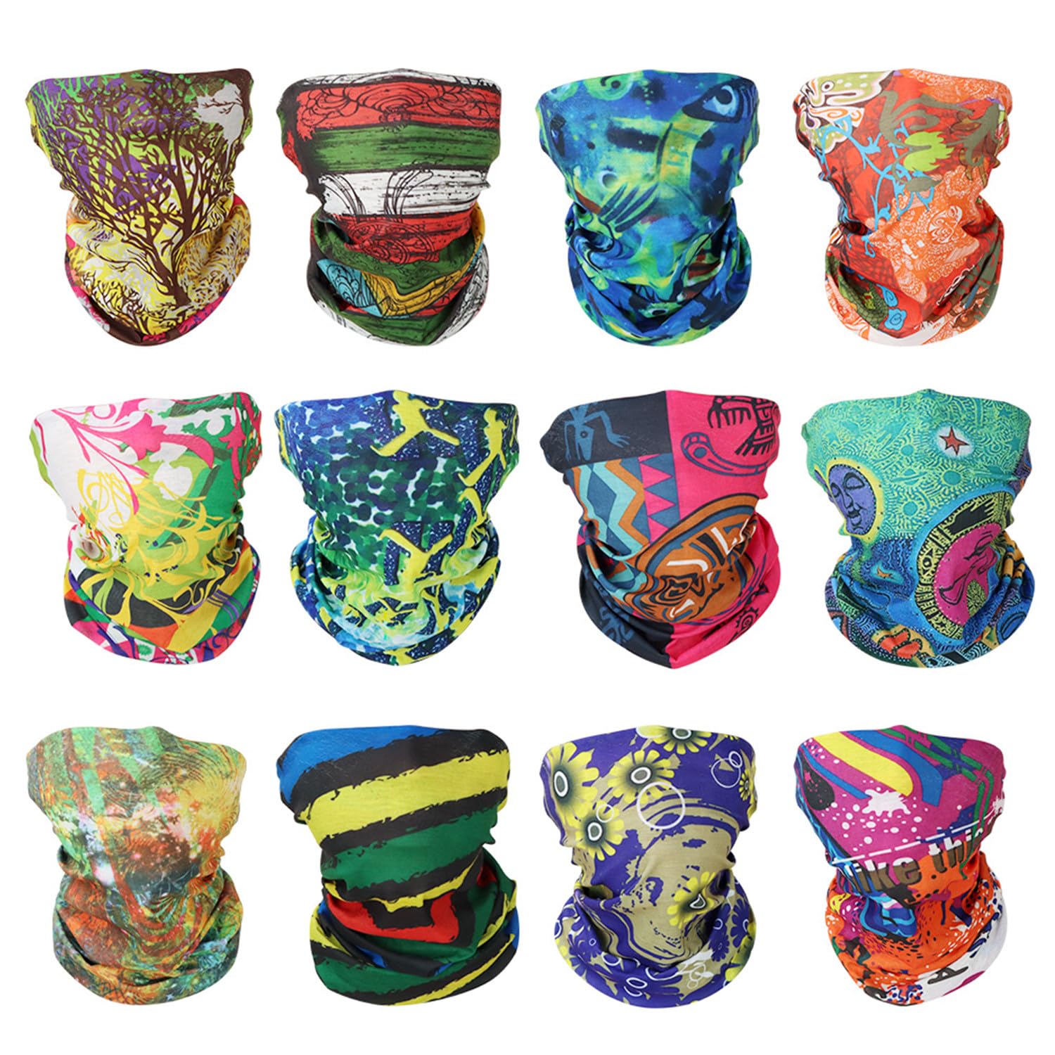 Multifonction Bandanas sans Coutures Tour de Cou Echarpe Bandana Foulard de Tete Magique Tube Masque Bandeau de Sport pour Festivals de Musique, Raves, Équitation,Moto