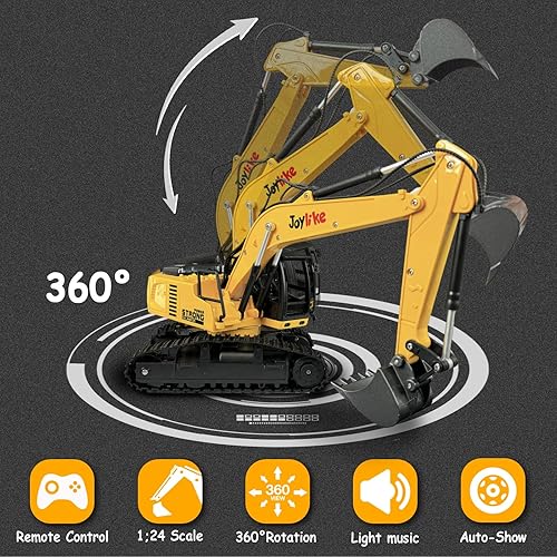 Miniatura 3 de Excavadora RC y camión volquete, vehículo de construcción de metal de 2.4 GHz con luz y sonido, el mejor juguete de Navidad para niños de 3-5, 4, 7,