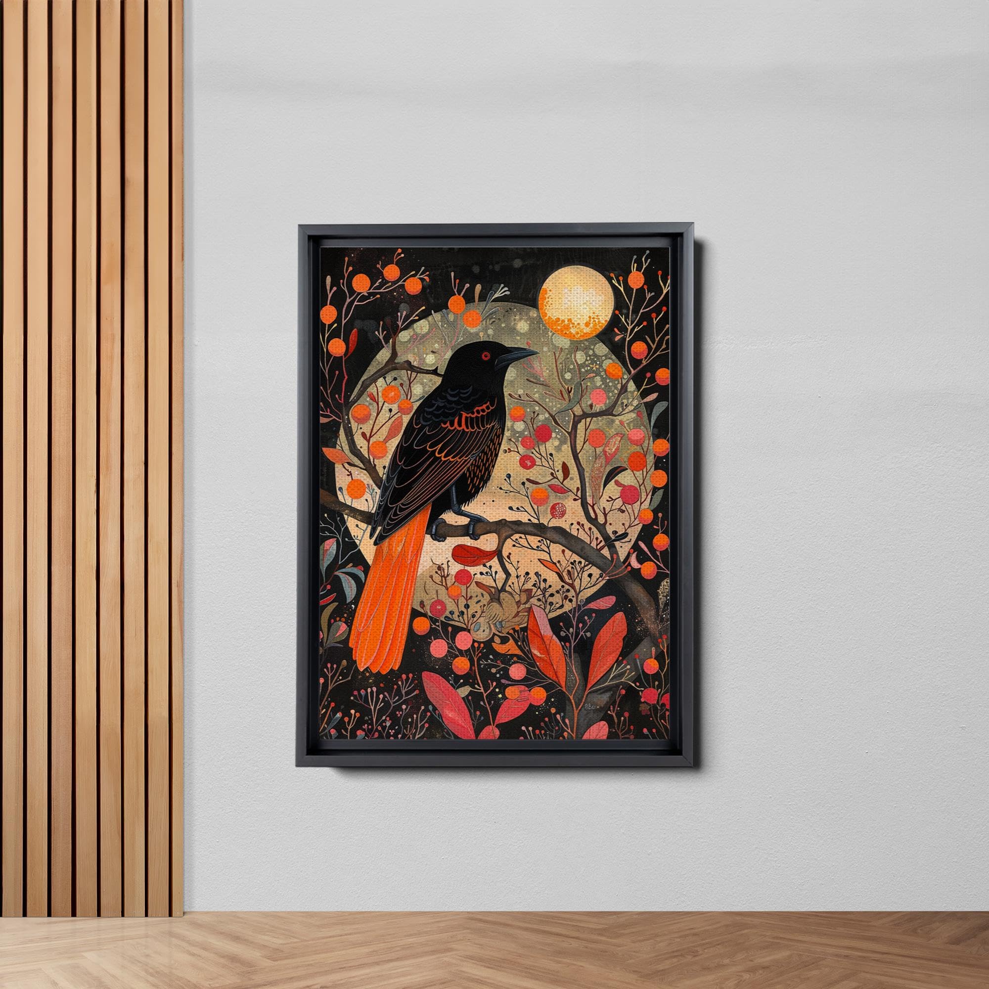 Amazon.com: American Folk Art Bird Print, Bird Wall Art, Dark