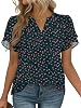 Zeagoo Blusa casual elegante para mujer manga corta cuello en V para trabajo, blusa de oficina casual de verano en gasa 2