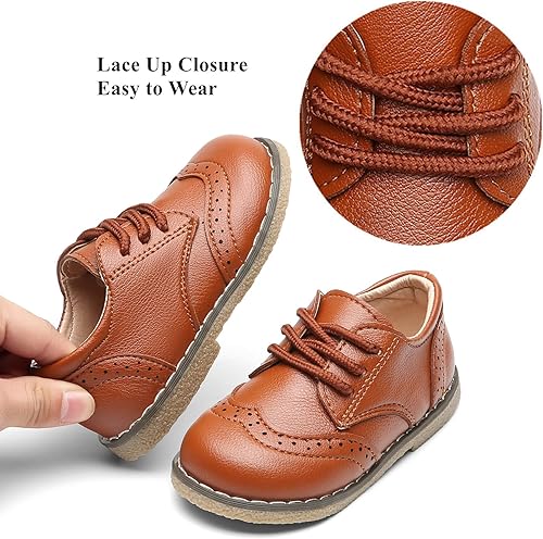 Miniatura 3 de DADAWEN - Zapatos de vestir para niña con cordones para uniforme de Oxford, cómodos, mocasines (niños pequeños)