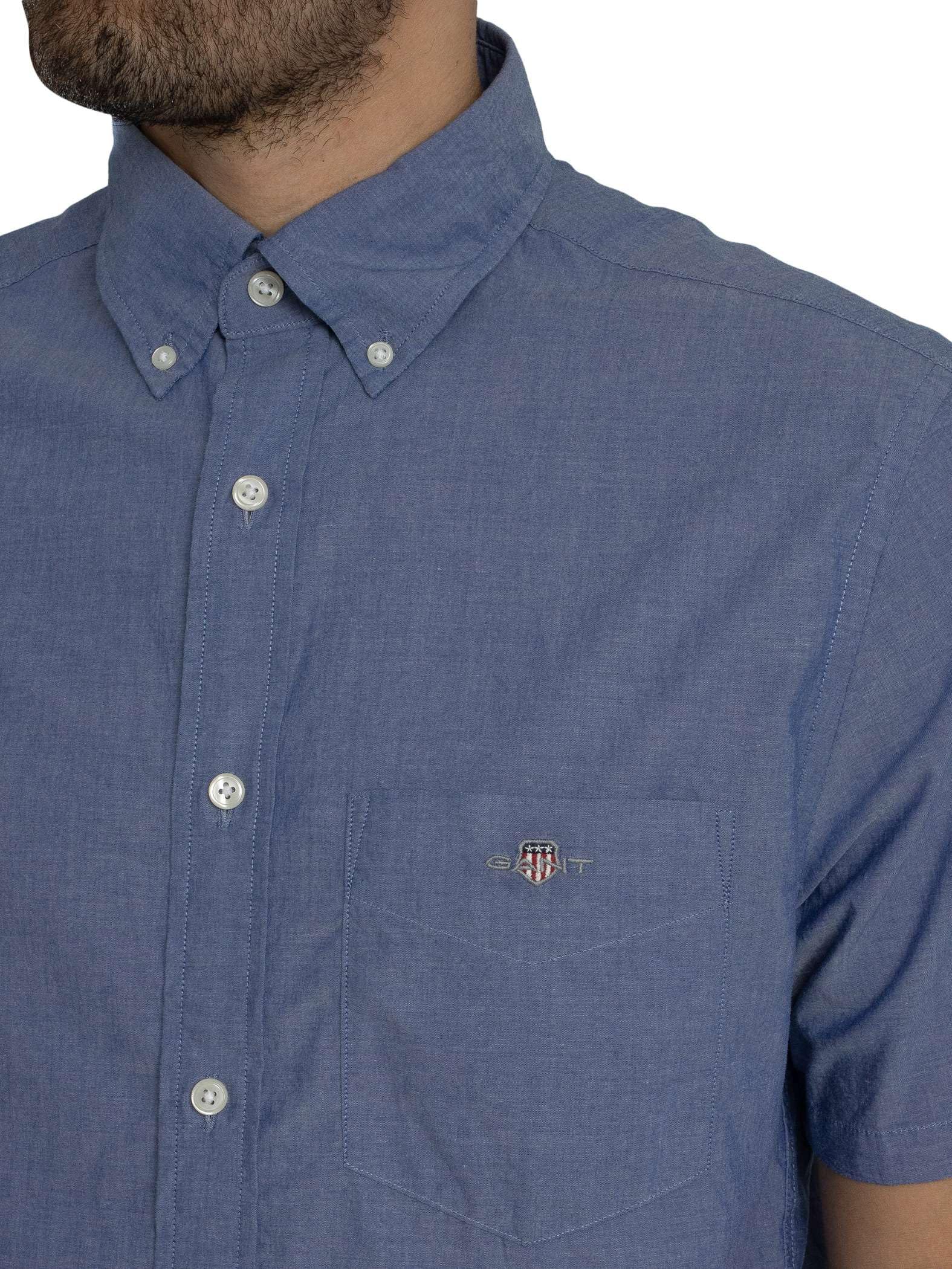 Gant Reg Classic Poplin SS koszula, College Blue, M Mężczyźni