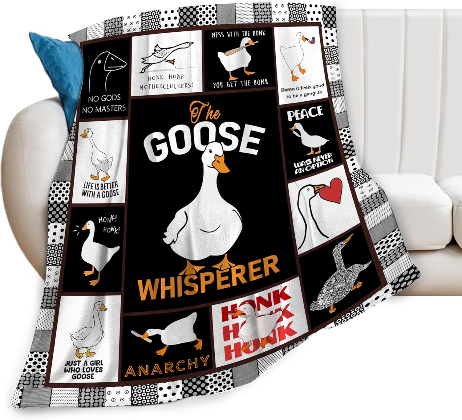 Funny Goose Soft Cozy Cute Plush Throw Blanket - Warm Lightweight Flannel Fleece Bedding - Goose Stuff Animal Decor - Gifts for Lovers, Girls, Kids, Adults, Women - 40"x50"