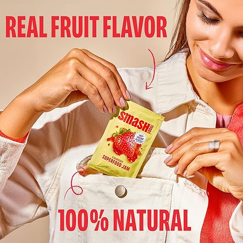 Miniatura 3 de Smash Foods Paquetes de Mermelada de Fresa para Exprimir  10 Porciones Individuales  Natural, Keto y Sin Azúcar Añadido  Untable de Fruta Vegano y