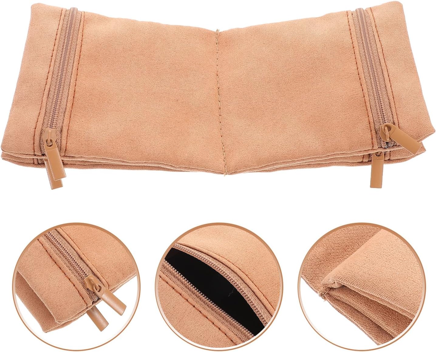 Jewelry Organizer Pouch with Zipper Velvet Travel Jewelry Roll Case Brown Foldable Anti-scratch for Women