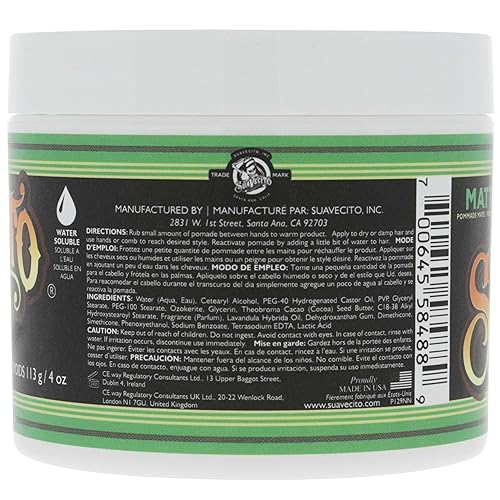 Miniatura 2 de Suavecito Pomade Matte (No Shine) Formula 4 oz, 1 Pack - Medium Hold Hair Pomade For Men - Matte Hair Paste For Natural Texture Hairstyles