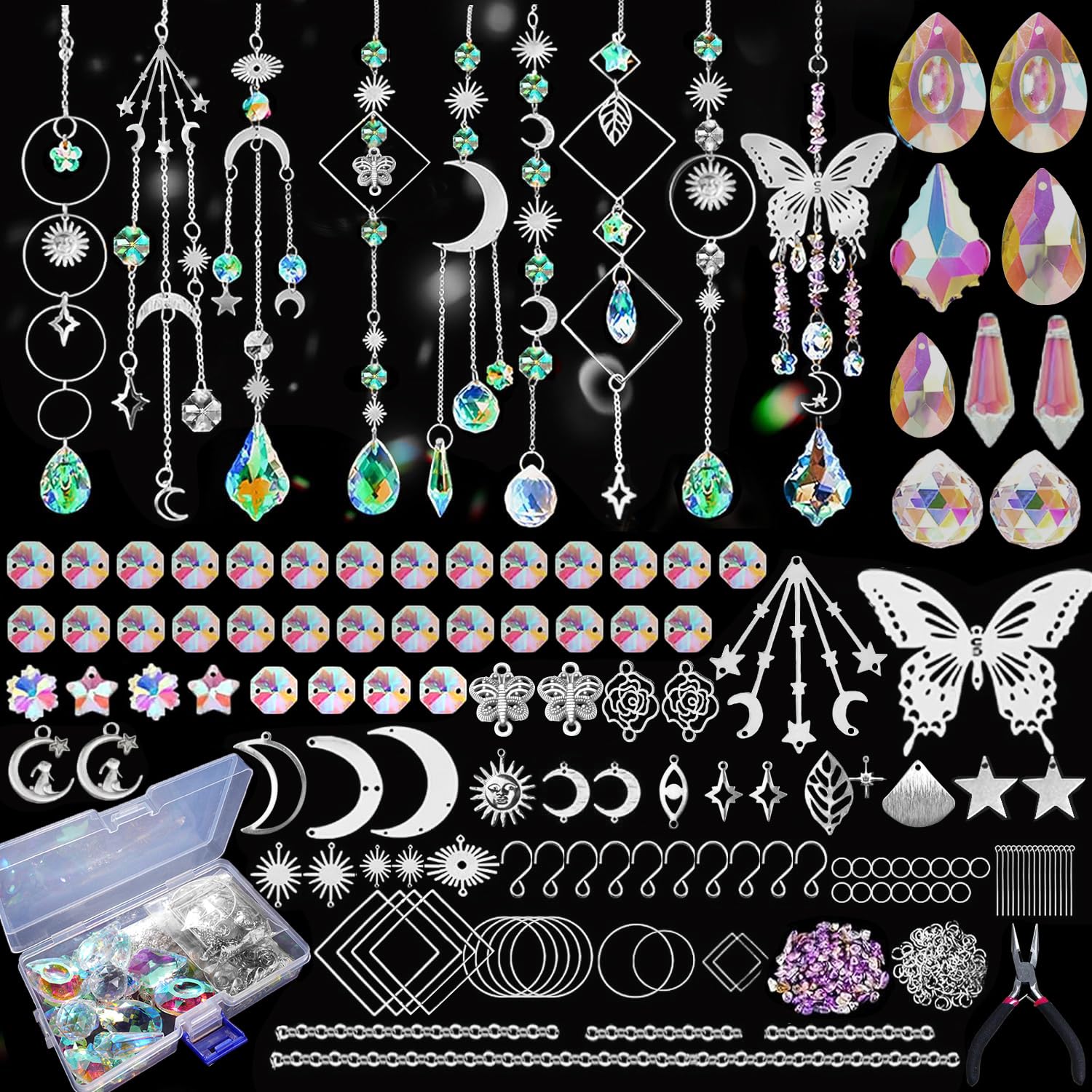Kit de Fabrication d'attrape-Soleil en Cristal avec Prisme coloré et Perle Arc-en-Ciel pour fenêtres, Suspension, intérieur, extérieur, décoration de Jardin