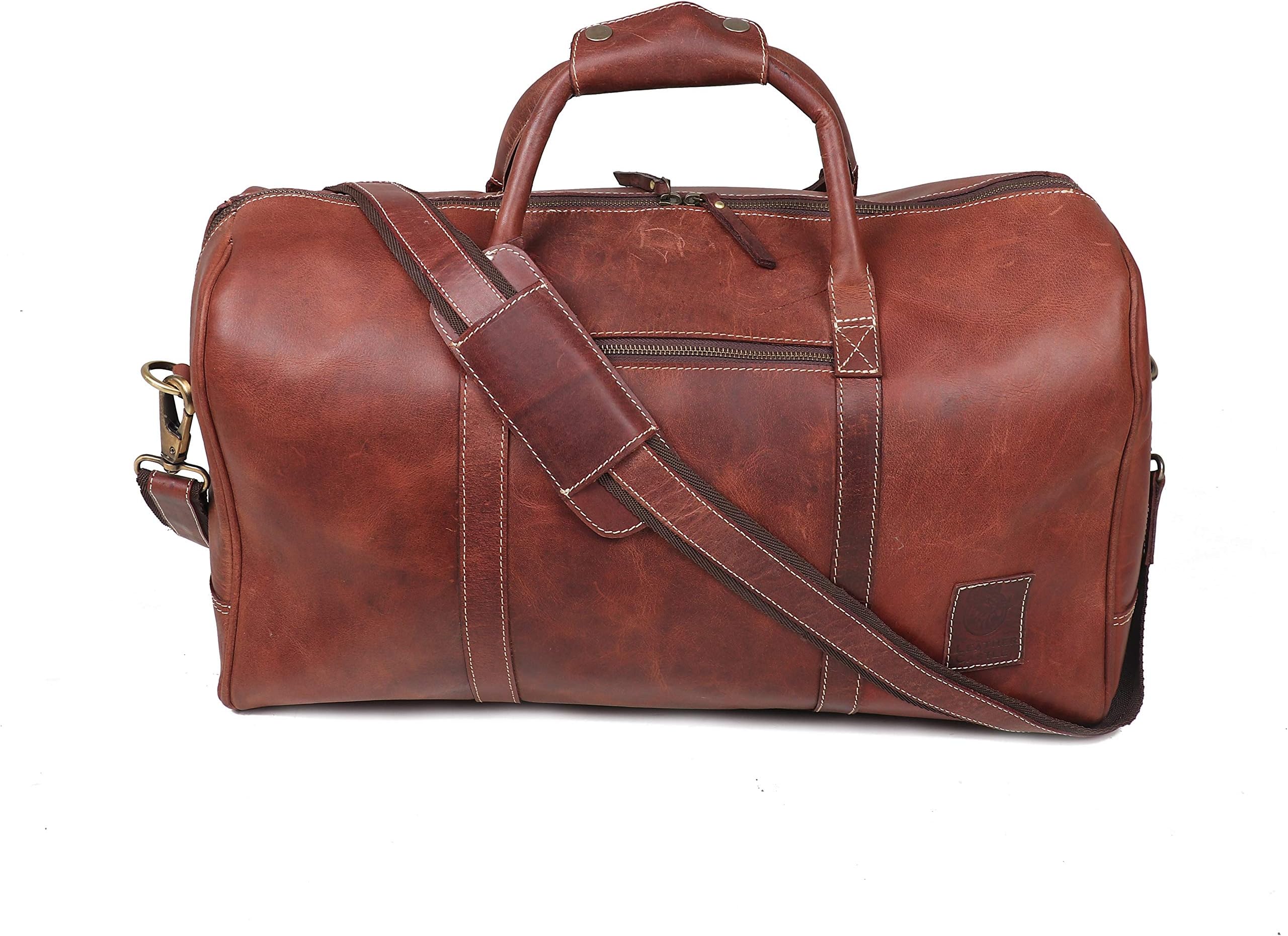 Vintage Buffalo Leather Duffle Bag | Weekend Travel Luggage Handbag | Aircabi...