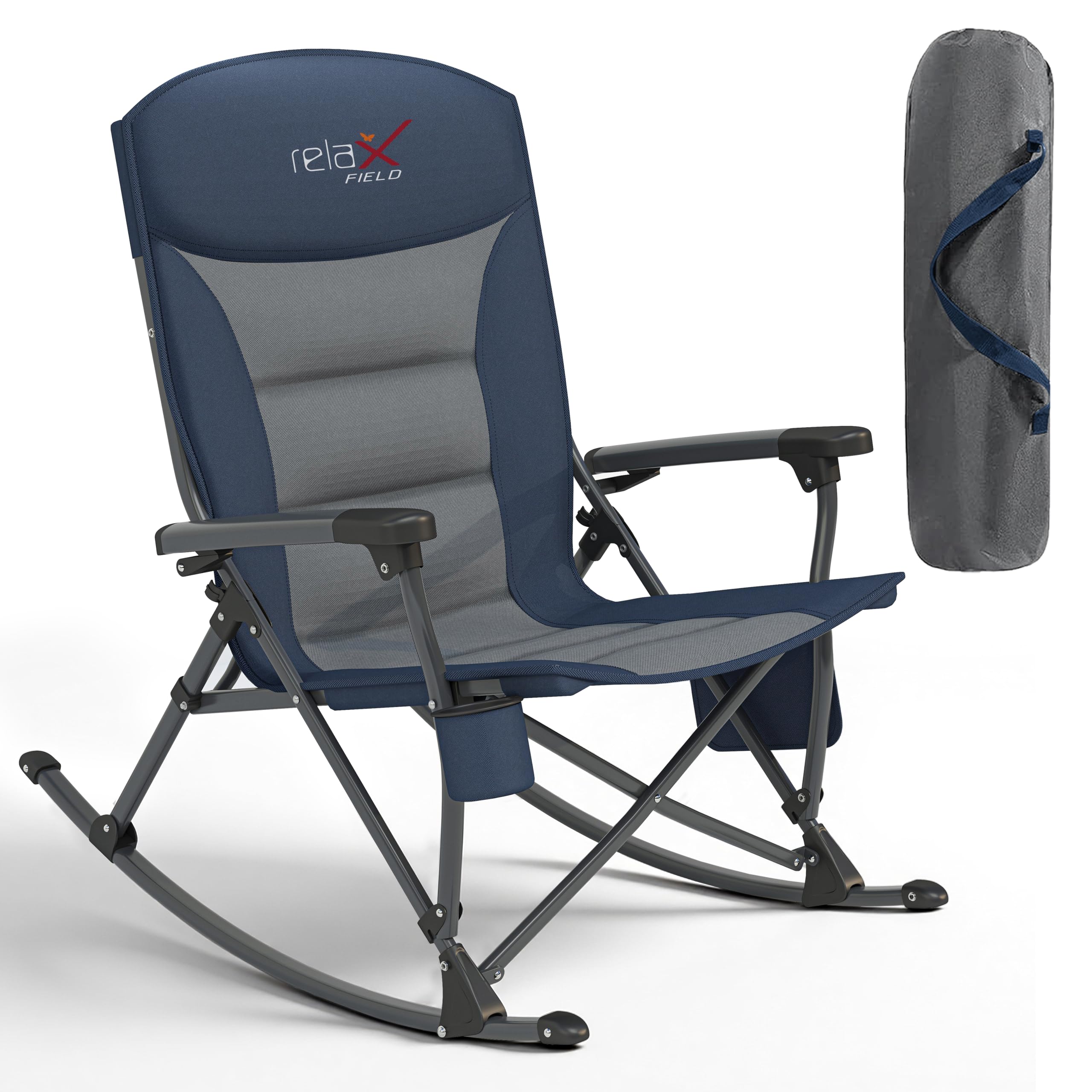 Photo 1 of RELAX FIELD Rocking Camping Chair, 350 Lbs, Navy