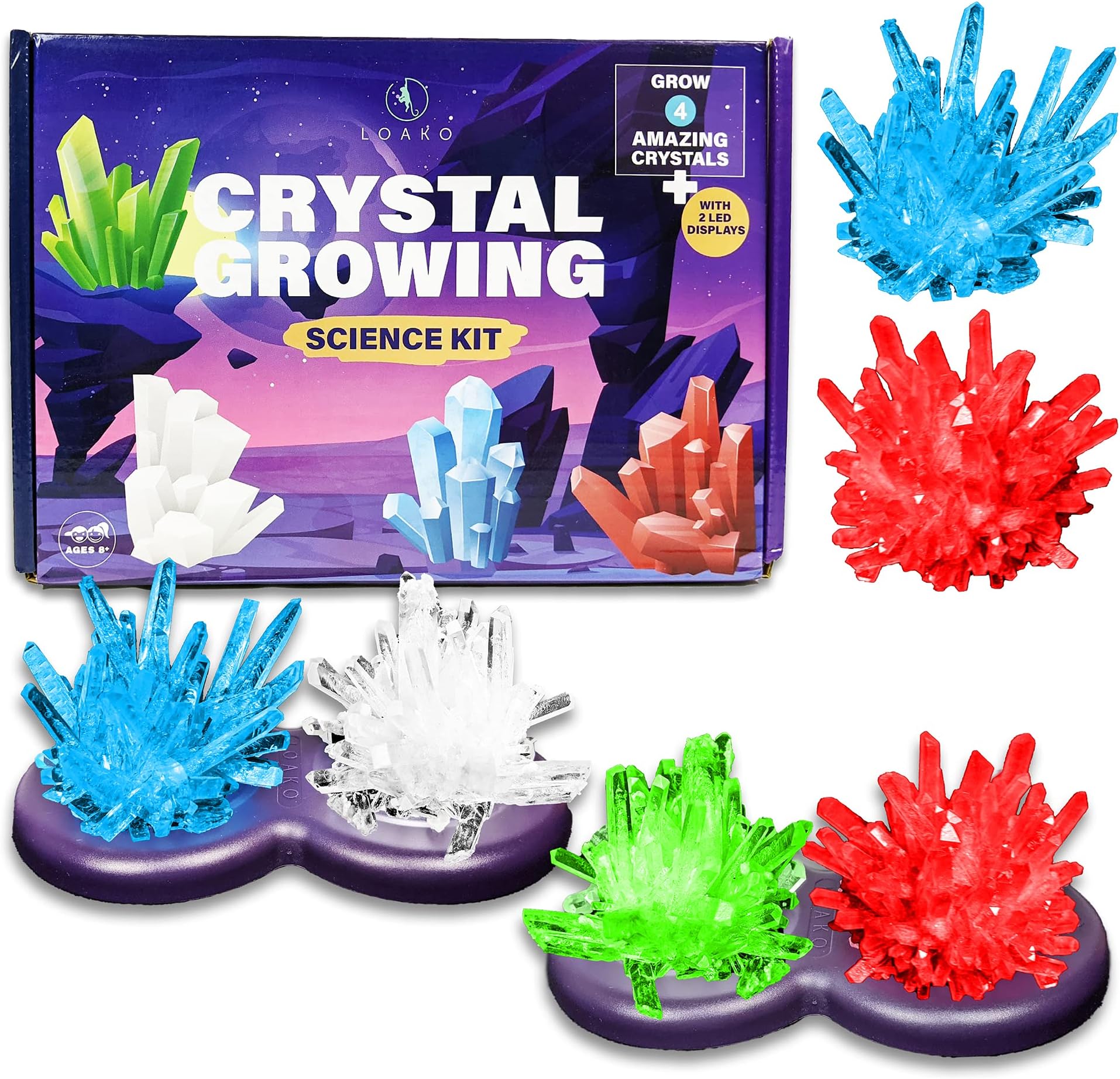 Kids Crystal Growing Kit - Science Kits for Kids - Chemistry Set to Grow 4 Amazing Crystals - Science Kits & Toys - Crystal Kit for Kids Age 8 Years and Up - Science Toys - STEM Kits