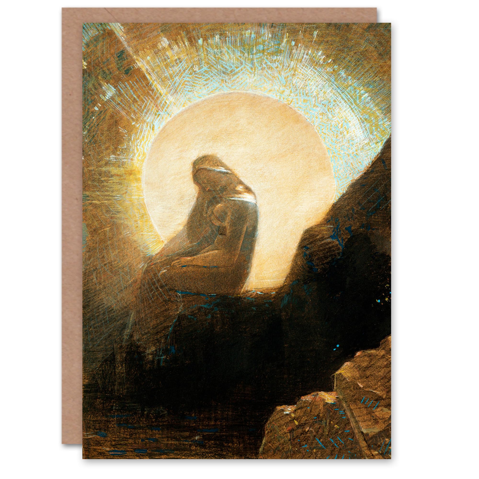 Artery8 Odilon Redon Art Card Melancholy Portrait of a Woman