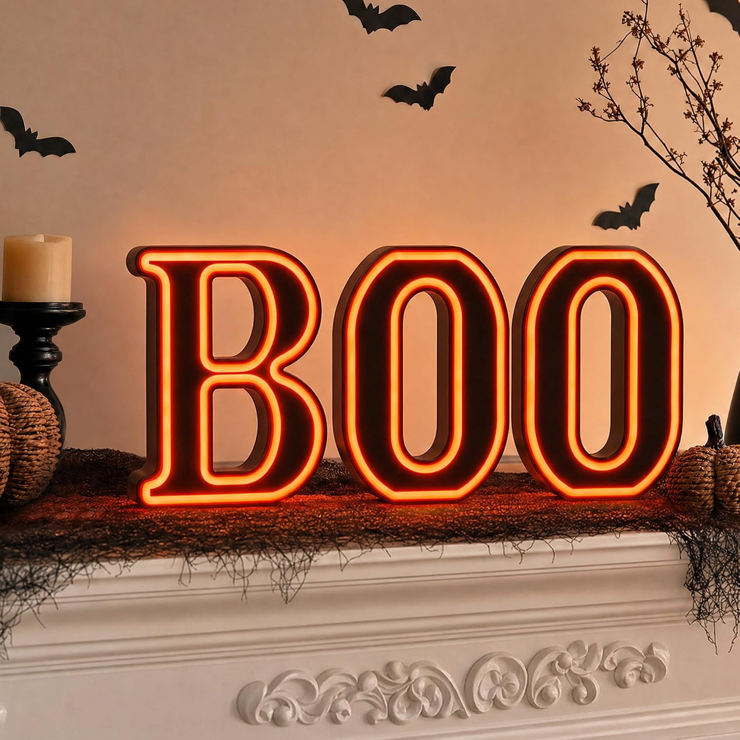 Halloween Decorations– BOO Light Up Sign for Halloween Decor Indoor