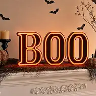 Halloween Decorations–Halloween Decor Indoor BOO Light Up Sign for Fireplace Mantel Table Kitchen Bedroom Home Wall Decor Party Decorations