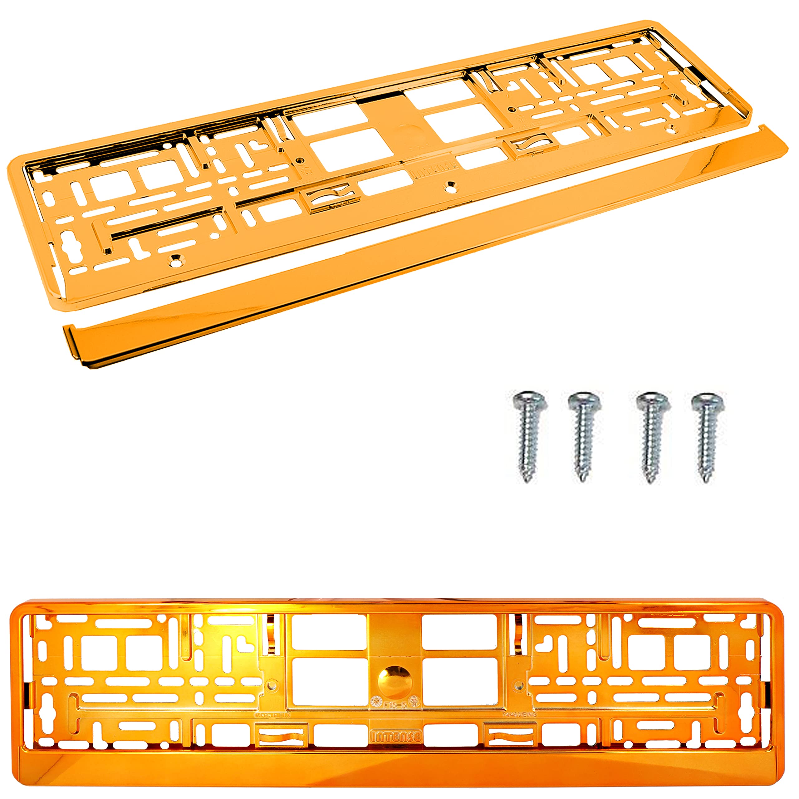 TAPORTPAIR (2PCS) SUPER ORANGE GLOSS Car Registration License Number Plate Surround Holder Frame Surround