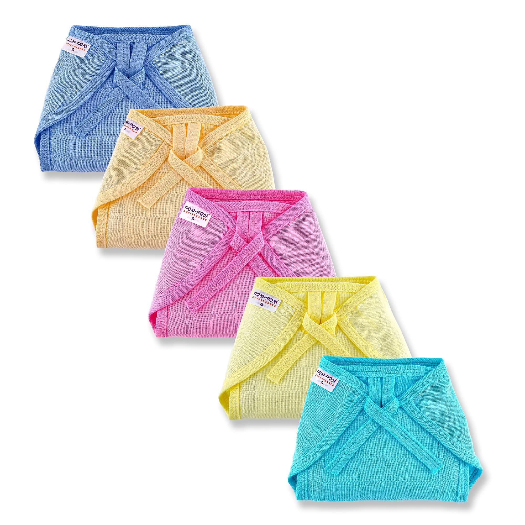 Tie up Nappy For Babies, Reusable, Washable Soft Muslin Cotton Nappy/Langot for New Born Baby | Gentle on Baby Skin | Helps in Potty Training | 3-6 months | Pack of 5 | Dyd