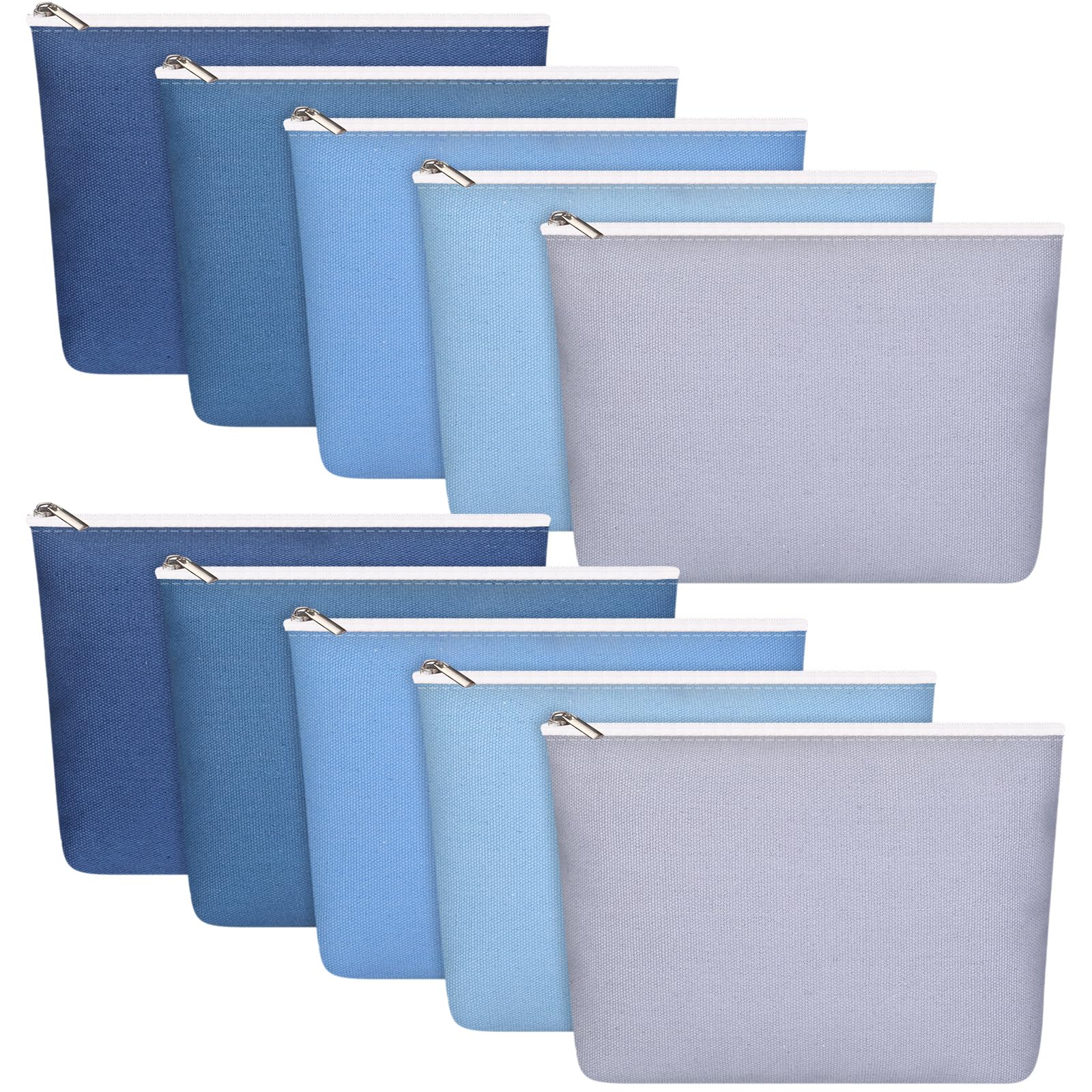 Reginary 10 Pcs Canvas Makeup Bags Bulk for Women Cosmetics Toiletry Bags Blank DIY Pencil Pouch, Thank You Gift for Summer Wedding Bridal Shower
