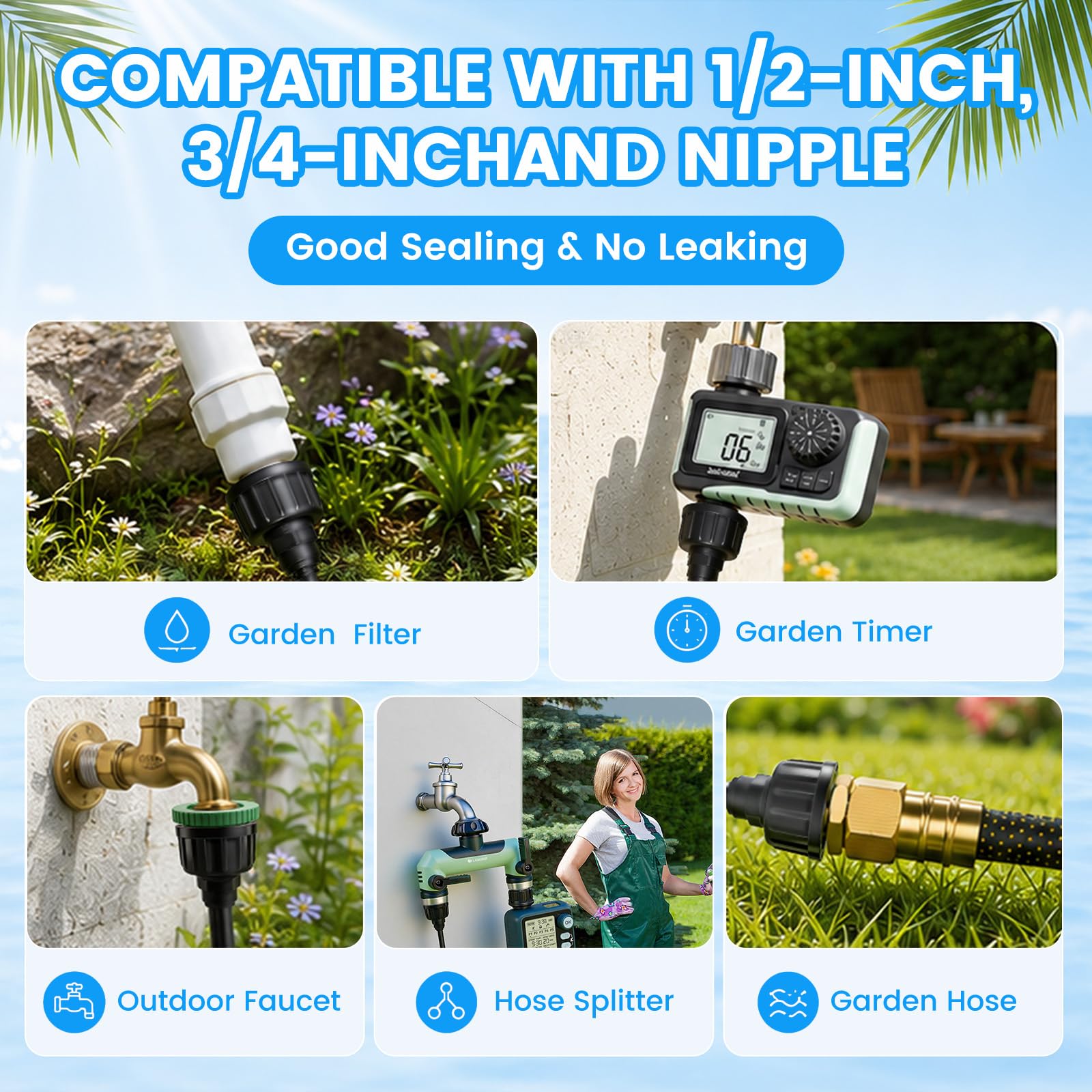 Landrip Brumisateur Exterieur 18M avec 20 Buses + Joint en T+1 Adaptateur 3/4" pour Brumisateur Jardin Terrasse Serre Parasols