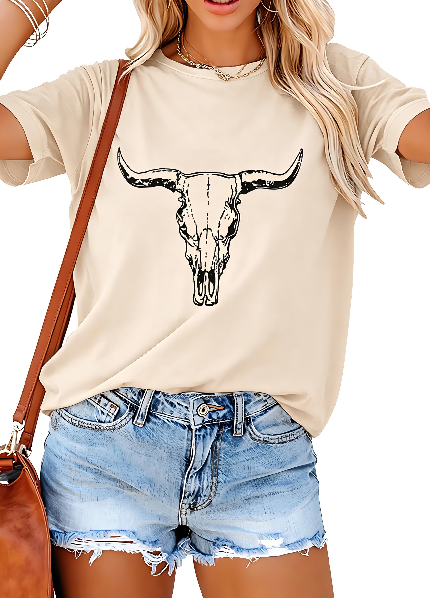 Photo 1 of UNIQUEONE Western Cowgirl T-Shirt - Apricot