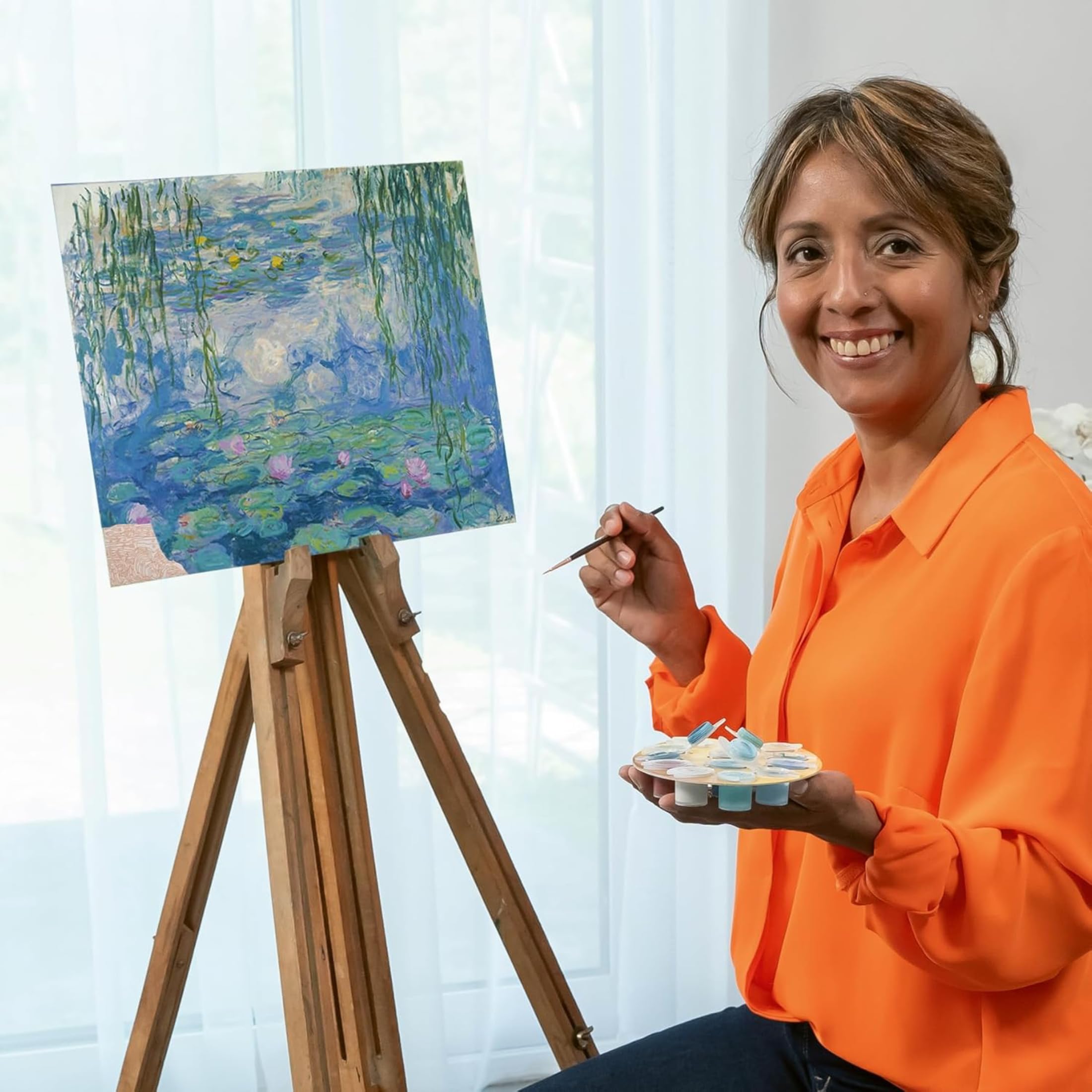 Ravensburger CreArt: Monet Le ninfee – Dipingere con i Numeri Adulti, Attività Creativa e Rilassante, Kit Pittura con Pennello e Colori Inclusi, 30 x 40 cm, Idee Regalo