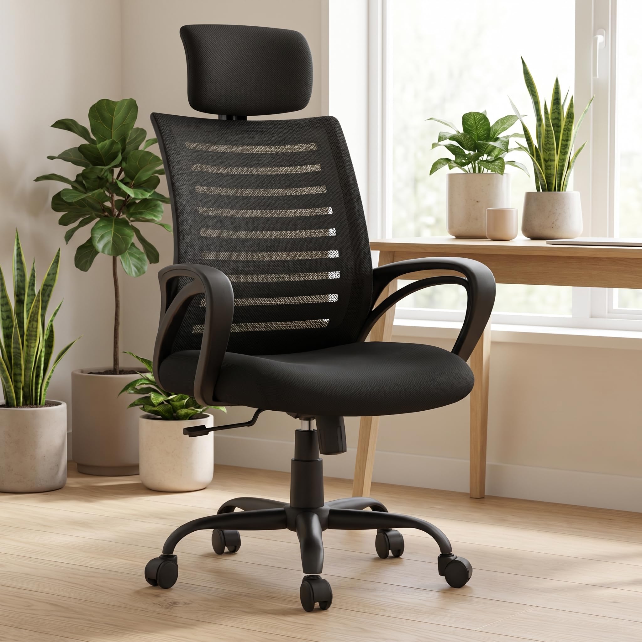 INNOWIN Mini Jazz Mesh High-Back Ergonomic Home Office Chair | 3-Years Limited Warranty Included | Tilting & Height Adjustable Mechanism, Heavy Duty Metal Base | Ideal for Office Work & Study (Black)|