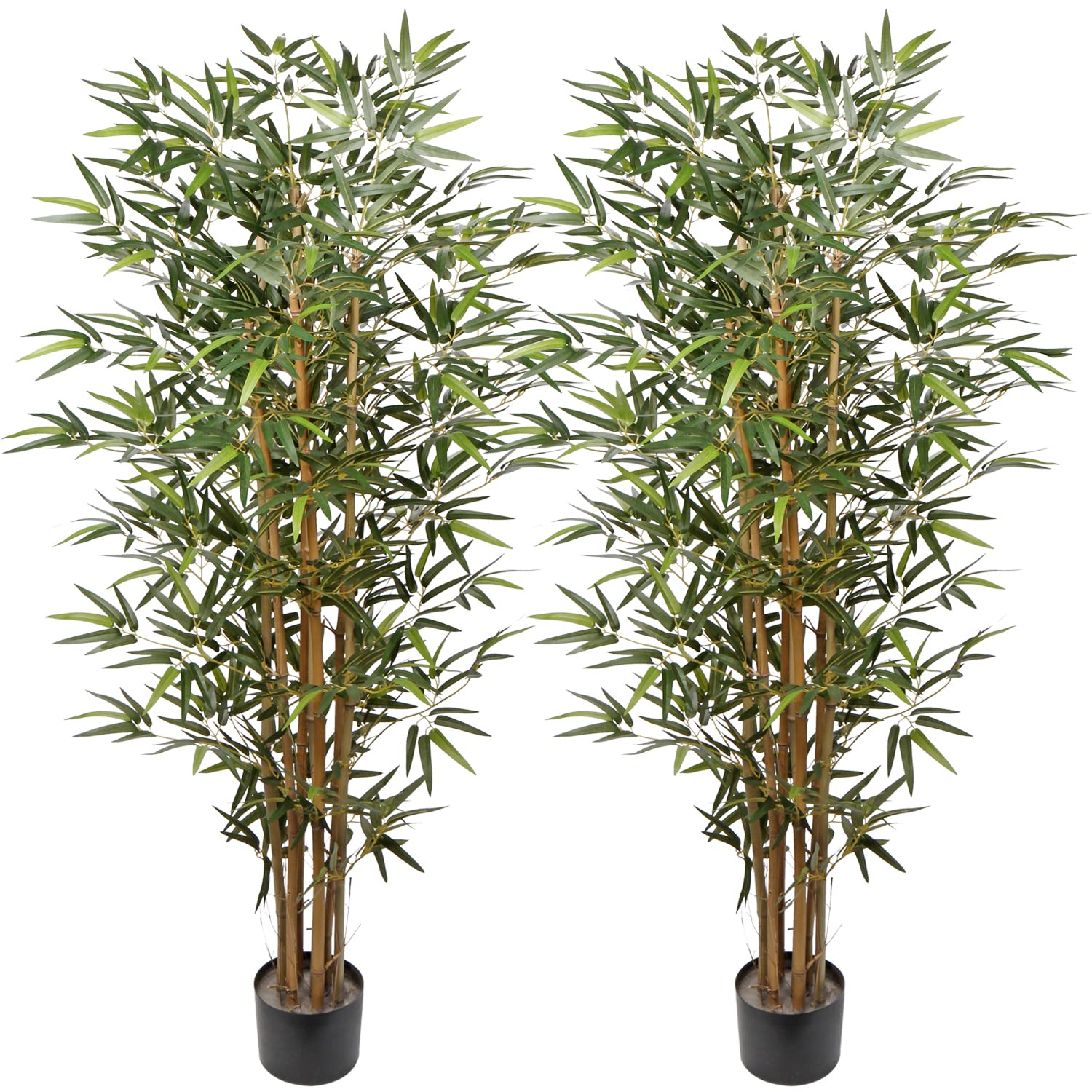 Briful Confezione da 2 alberi artificiali da 152,4 cm con canna naturale, piante di bambù artificiali in vaso, per casa, ufficio, atrio, giardino, decorazione