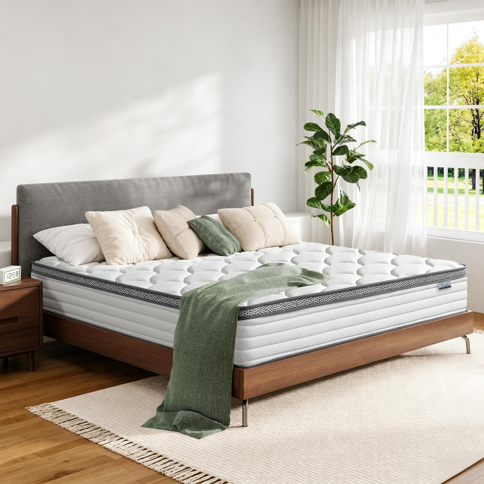 Coventa Queen Mattress,12 inch Queen Size Hybrid in Box,Medium Firm Support | Individual Pocket Springs & Memory Foam Construction, Effective Motion I