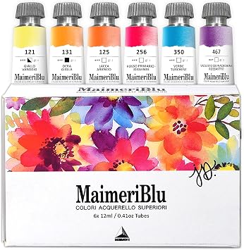 MaimeriBlu, Jeannie Dickson Artist Set, Watercolor Paint, 12ml, 6 Tubes Professional Watercolor Painting Supplies