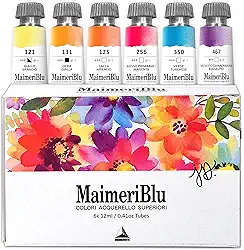 Maimeri Blu, conjunto de artistas Jeannie Dickson, tinta aquarela, 12 ml, 6 tubos – Materiais profissionais de pintura em aquarela